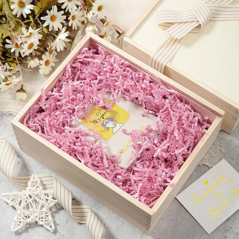 Mefleet 1 LB Crinkle Cut Paper Shred Filler Light Pink Crinkle Shredded Paper for Gift Box - Gift Basket Bag Filler - Grass Cushion Stuffing for Valentine's Day, Birthday Packaging Wrapping - Image 2